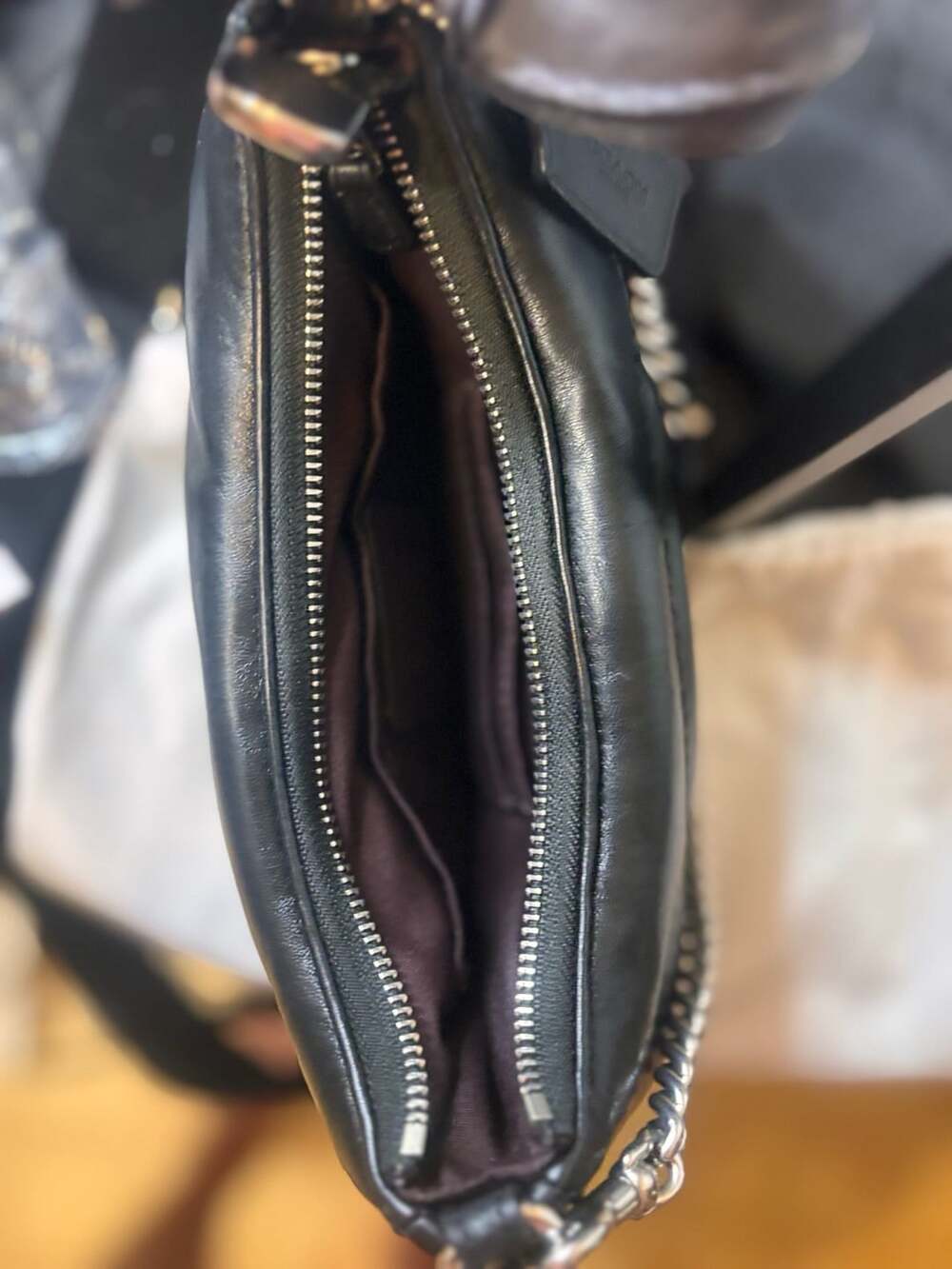 Coach Teri Shoulder Bag Black Quilted Leather including the Coach scarf - Picture 7 of 8